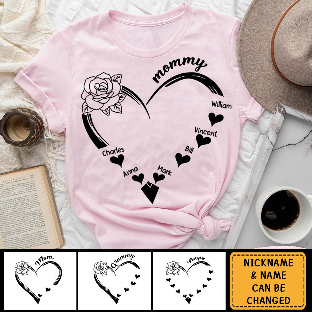 Grandma and Grandkids heart Personalized Pure Cotton T-shirt