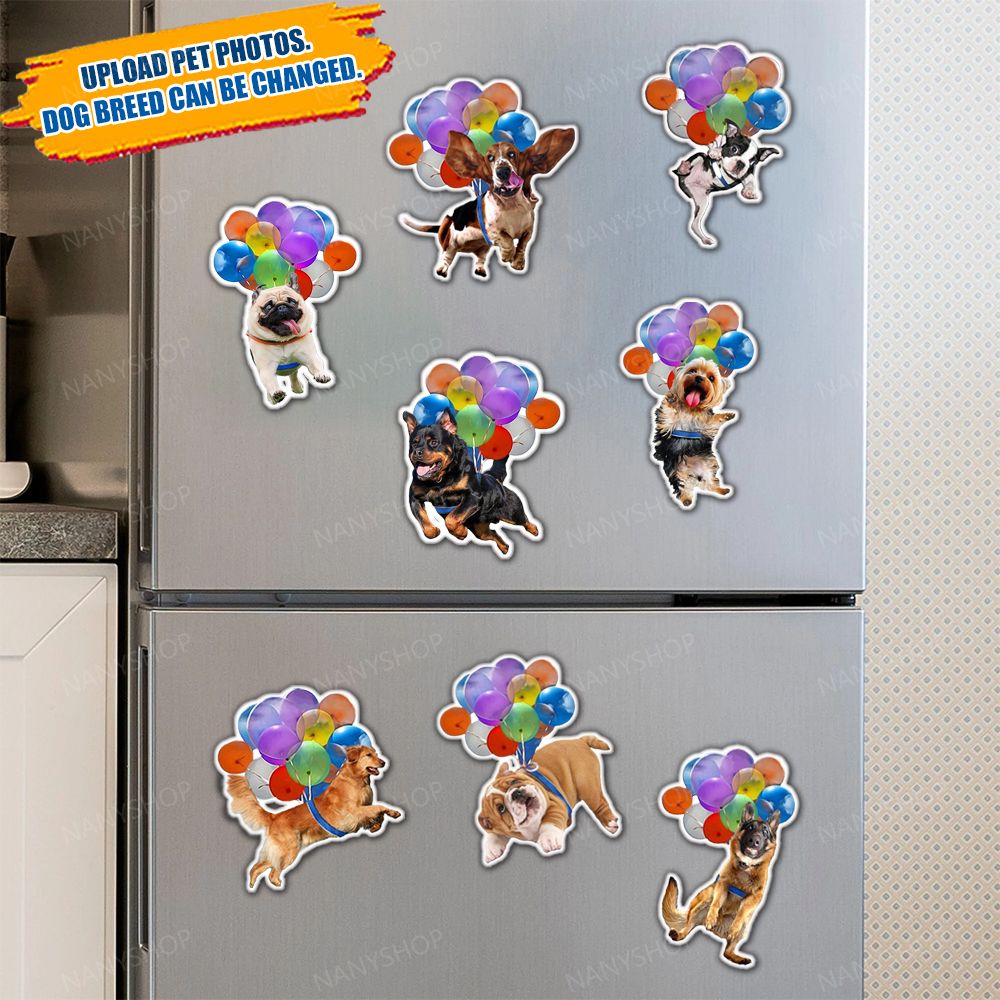 Personalized Photo Fridge Magnet-Fly With Bubbles- For Dog Lover