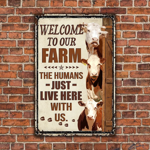 HEREFORD CATTLE LOVERS WELCOME TO OUR FARM METAL SIGN