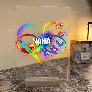 Personalized Grandma Mom Heart Rainbow Acrylic Plaque-Gift For Mom, Grandma