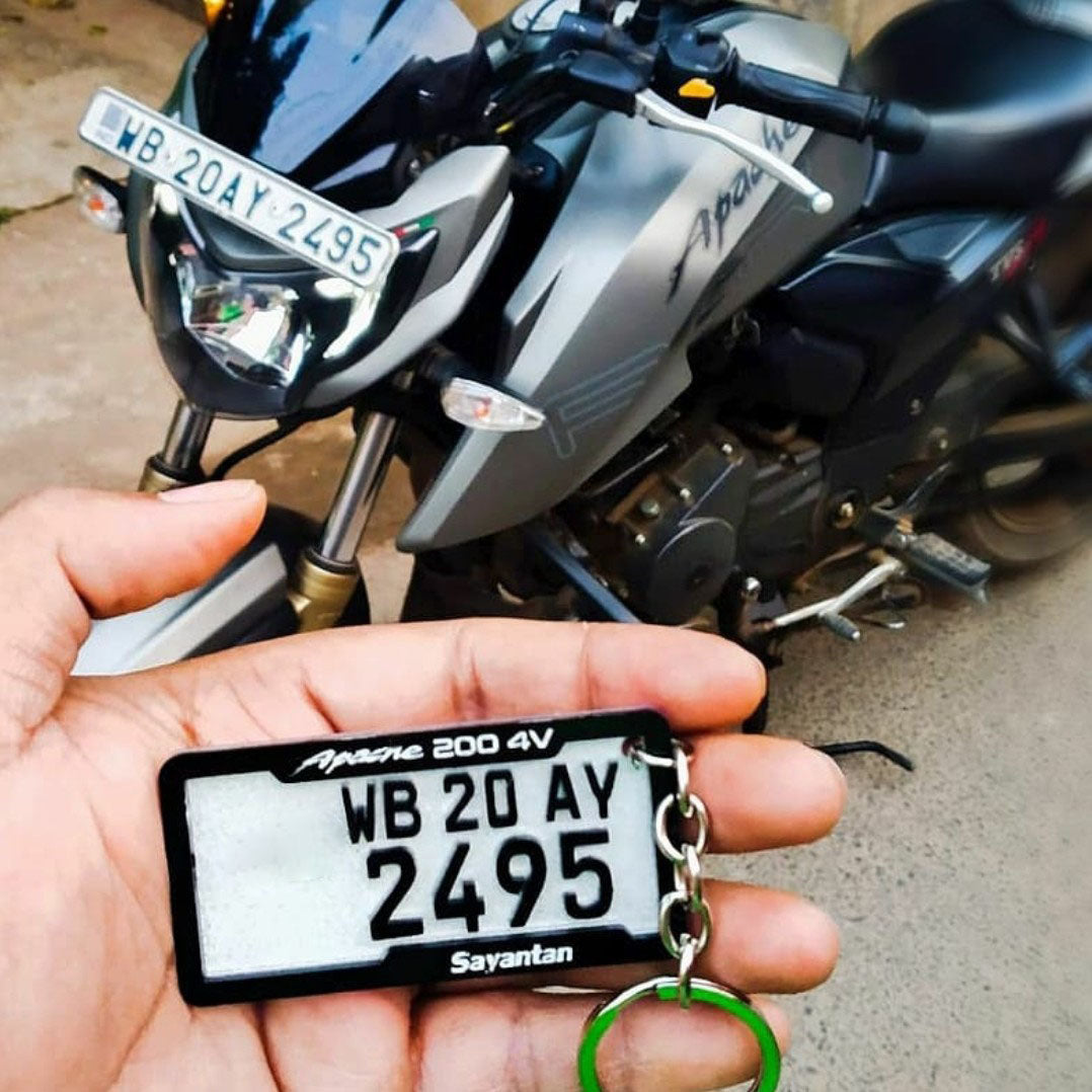 Number Plate Keychain With Name & Vehicle Model