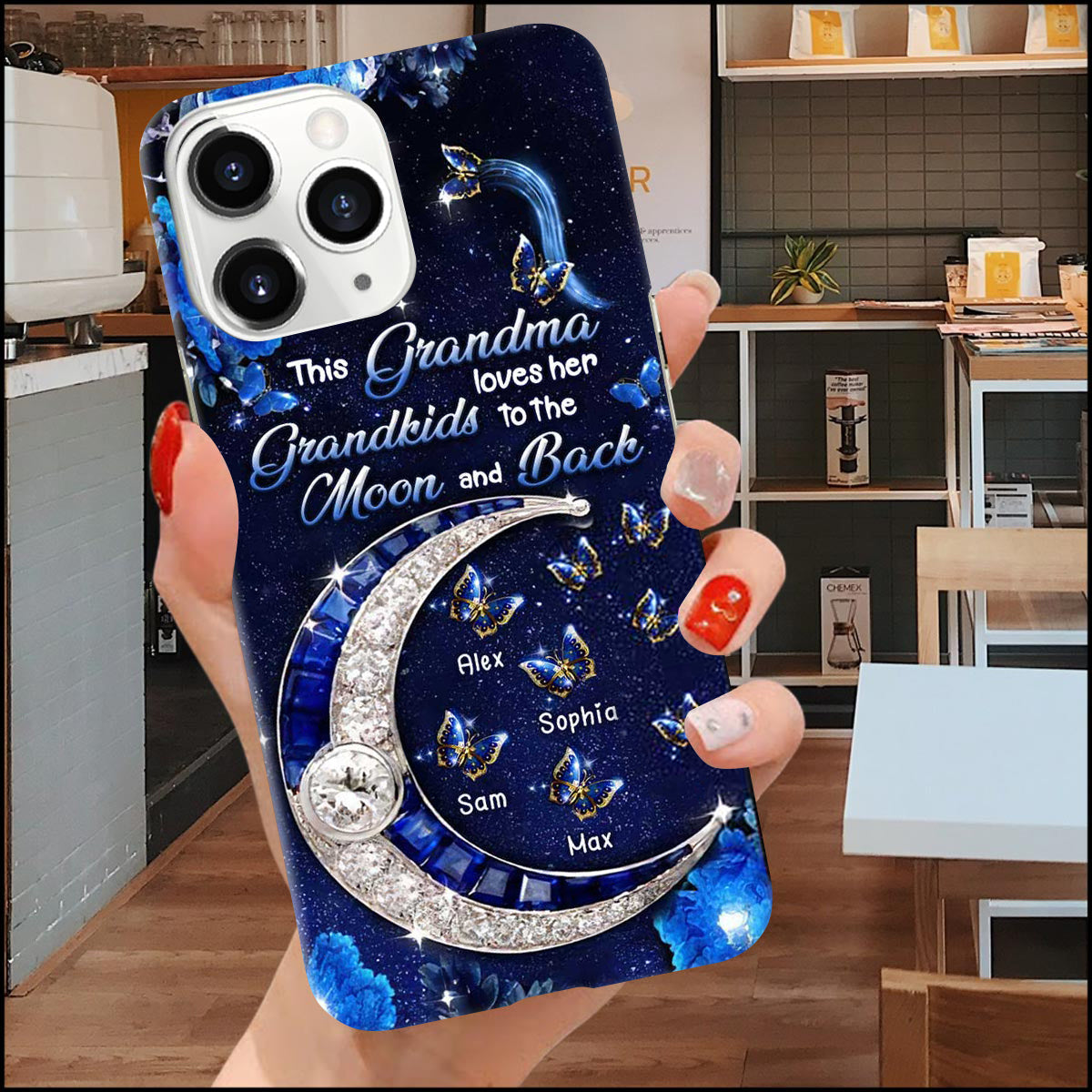 Personalized Butterfly Phone case, This Grandma Loves Her Grandkids To The Moon And Back