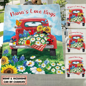 Personalized Grandma Nana's Love Bugs Fleece Blanket