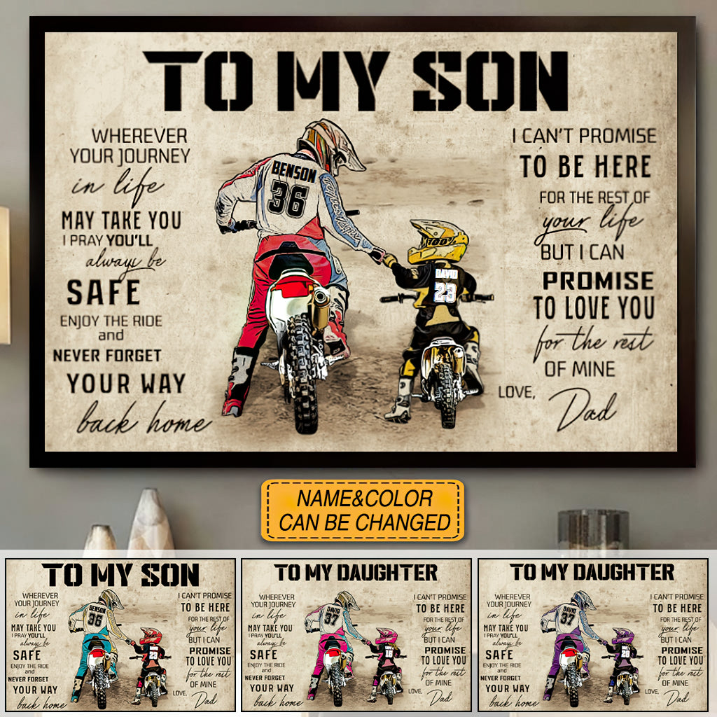 Personalized Motocross Poster, with custom Name, Number & Appearance, Vintage Style, Dirt Bike Dad And Son, Dad And Daughter Gifts