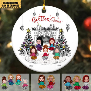 Besties Forever Bestie Personalized Round Ornament, Christmas Gift for Besties