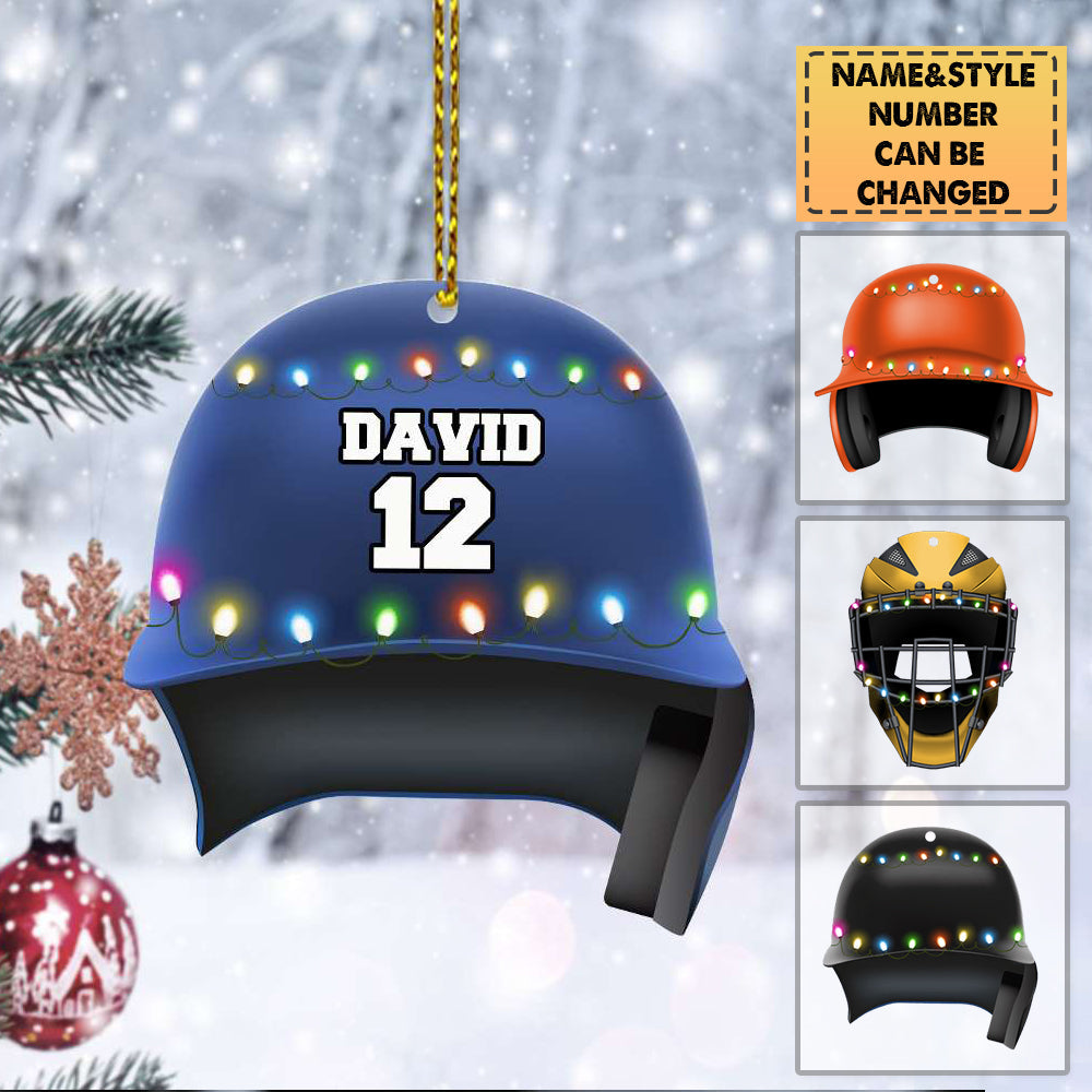 Personalized Baseball Helmet Christmas Ornament