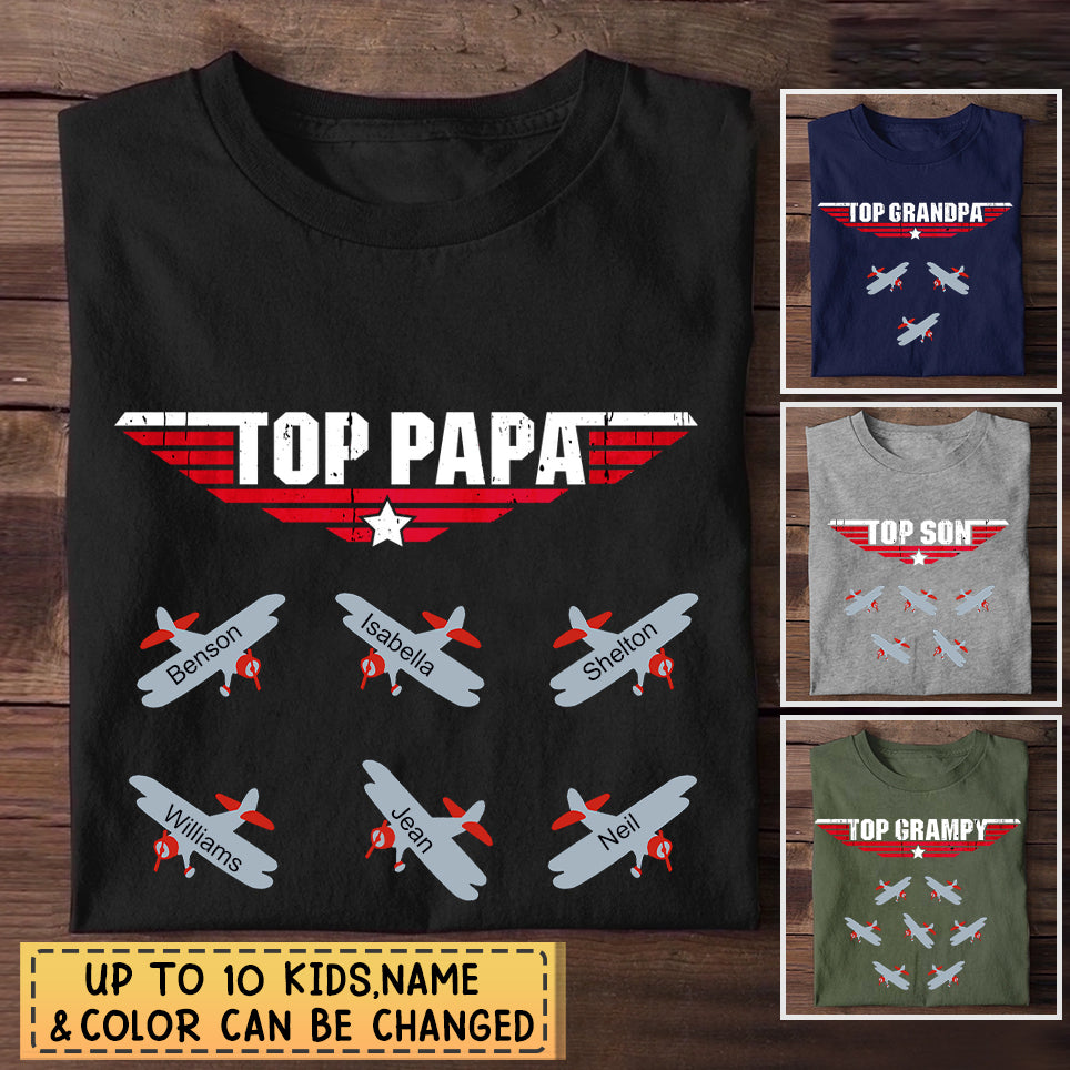 Personalized Gift Dad Custom Top Dad Pilot Airplane Father's Day T-Shirt