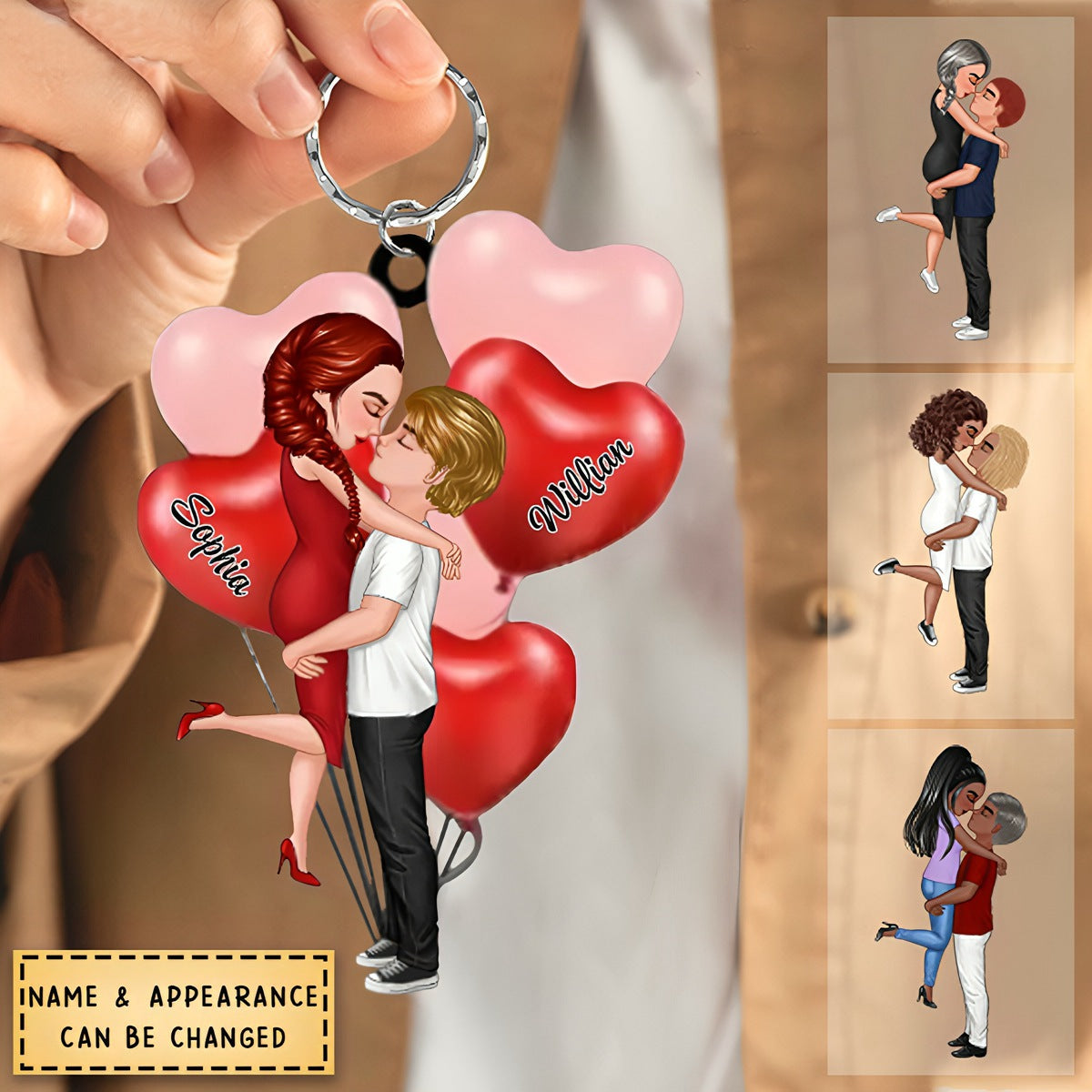 Personalized Couple Standing Together Keychain For Boyfriend/Girlfriend