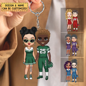 American Football Couple - Personalized Custom Acrylic Keychain