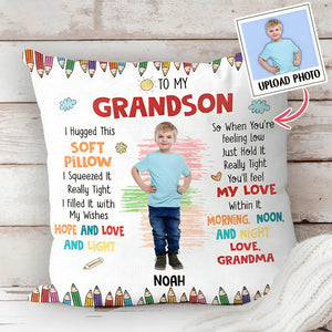 Personalized Gift For Grandson/Granddaughter Photo Hug This Pillow