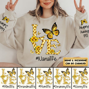Personalized Love Grandma Life Butterfly Sunflower Sweatshirt