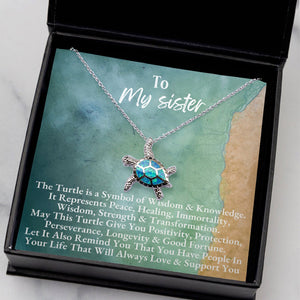 To My Sister-Opal Turtle Necklace