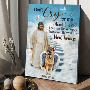 For Dog Lover. Angel wings, Walking with Jesus, Don't cry for me - Heaven Canvas Prints