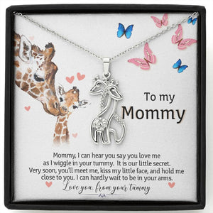 To My Mommy-I Love Your From Your Tummy Giraffe Necklace