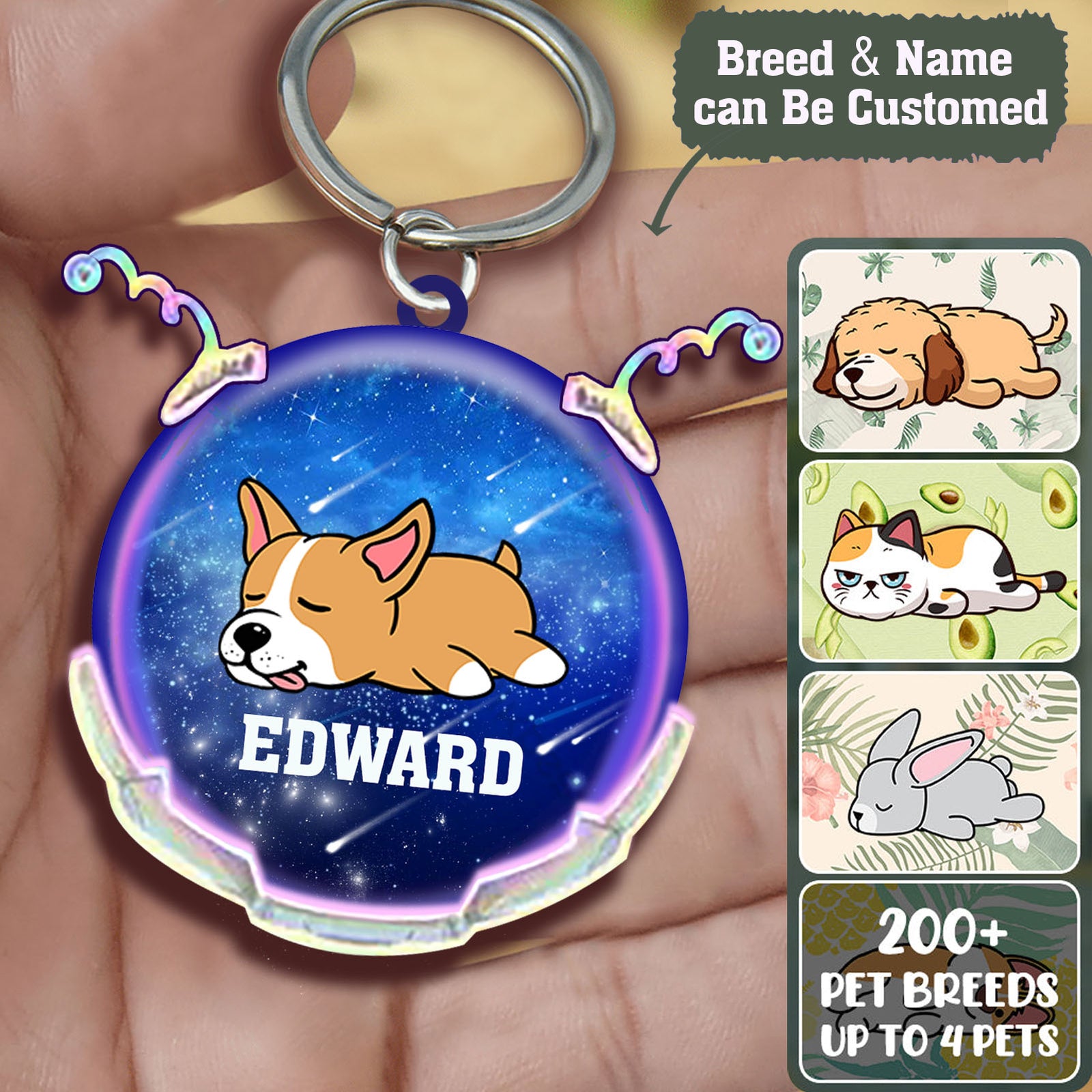 Personalized Lazy Pets Keychain-great Gift Idea For Animal Lover