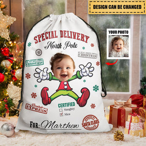 Christmas Santa Sack From North Pole For Kids - Personalized Photo Christmas Sack