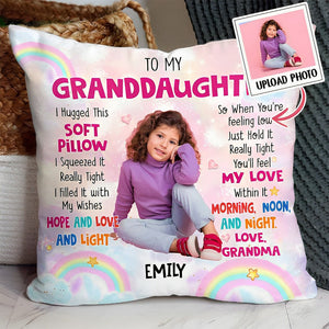 Personalized Gift For Grandson/Granddaughter Photo Hug This Pillow