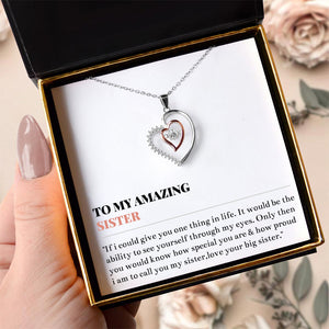 To My Sister- Two-Tone Heart Necklace Gift Set