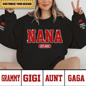 Personalized Glitter Custom Name Mimi Nana Grandma Est And Kids Sweatshirt