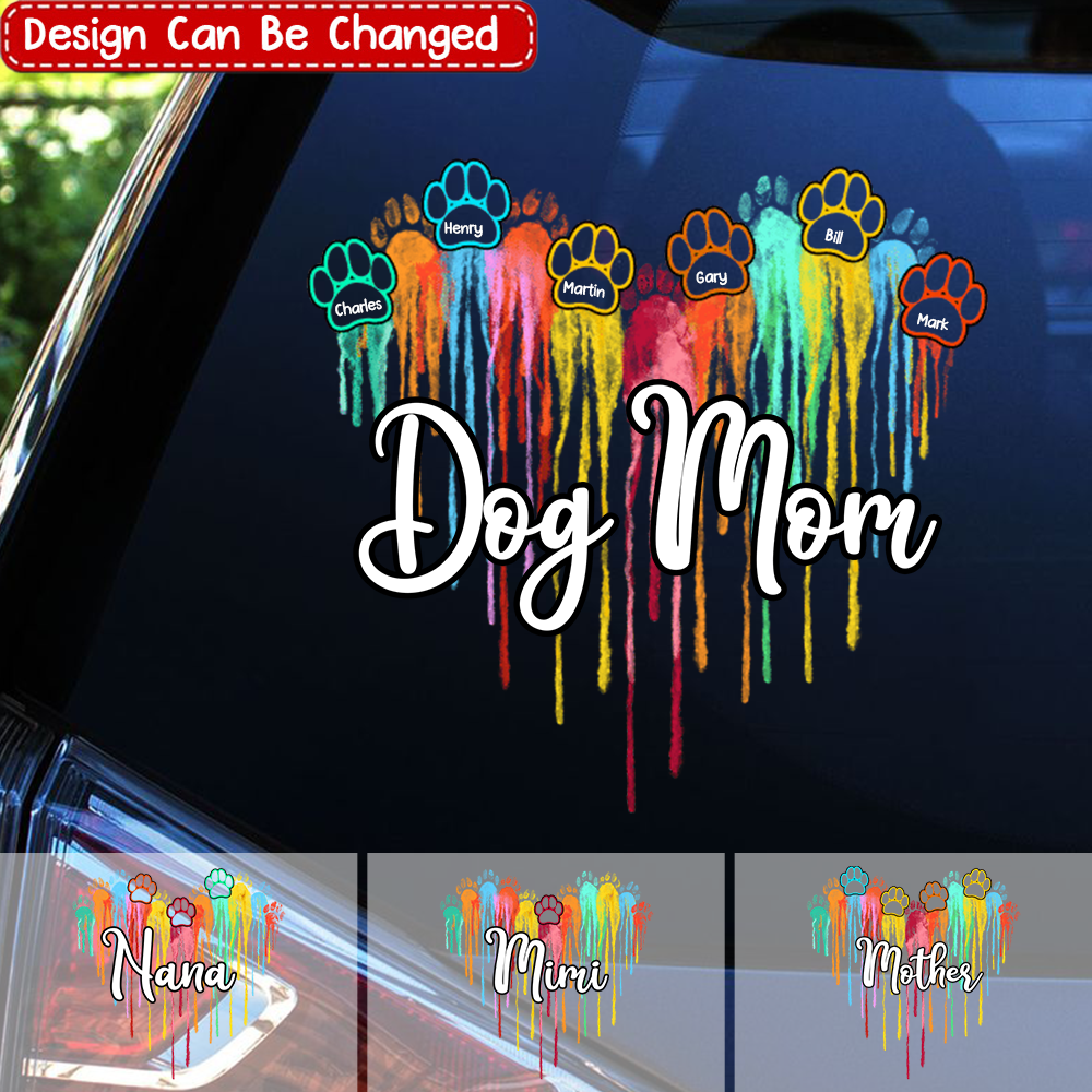 Dog Lovers - Melting Colorful Heart - Personalized Decal/Sticker