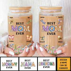 Best Mom Nana Ever - Gift For Mothers, Grandmas - Personalized Clear Glass Can