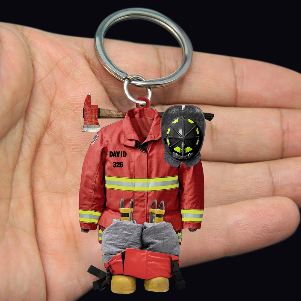 Personalized Firefighter Uniform Keychain-Once A Firefighter/Always A Firefighter