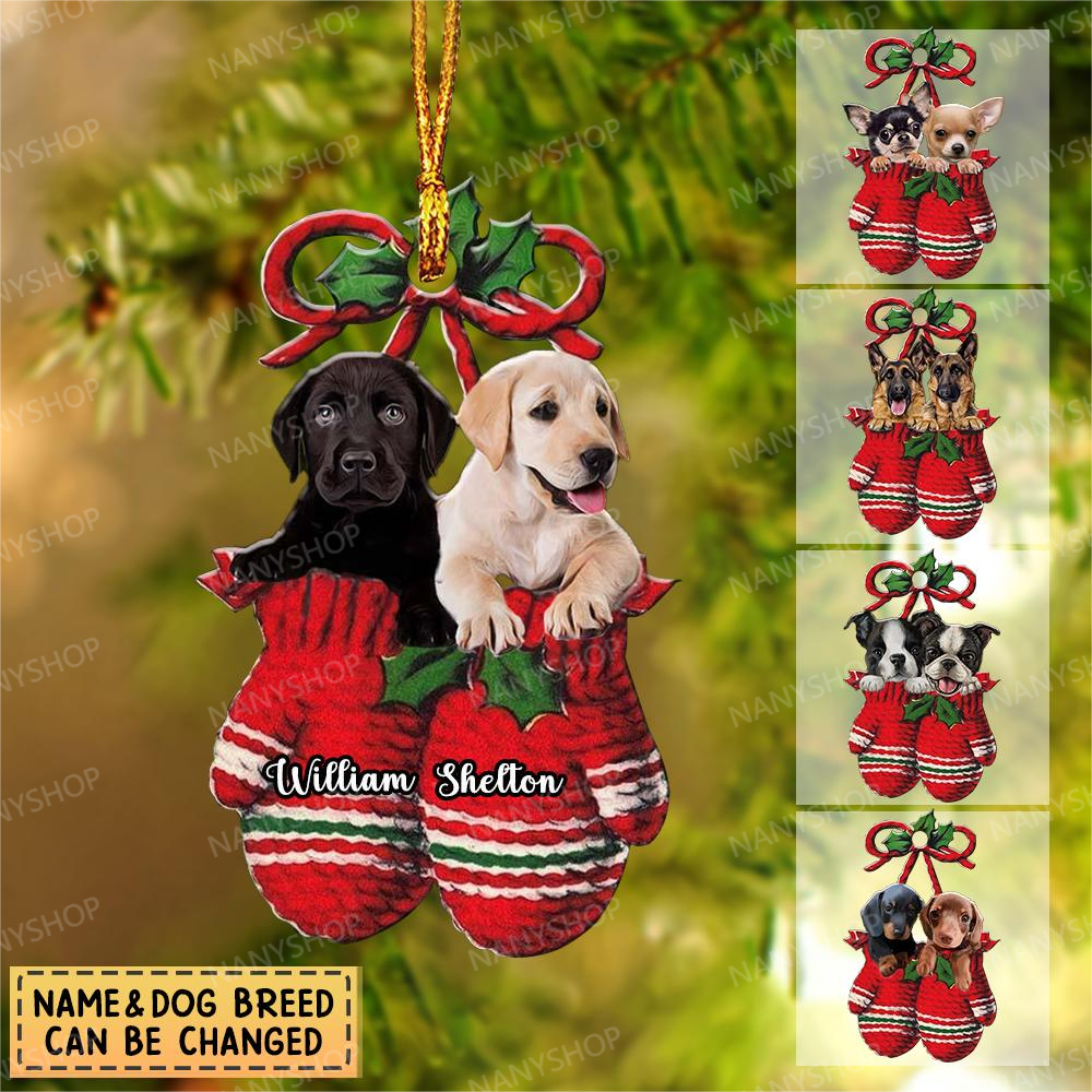 Personalized Dog Inside Your Gloves Christmas Holiday-Two Sided Ornament