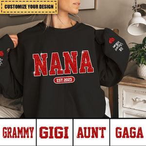 Personalized Glitter Custom Name Mimi Nana Grandma Est And Kids Sweatshirt