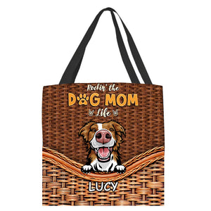 Living That Dog Mom Life - Gift For Dog Mom, Personalized Cloth Tote Bag