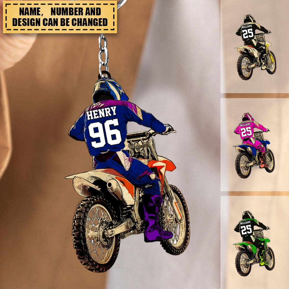 Personalized Name Motorcycle Helmet Keychain Gift for Biker - nany_shops