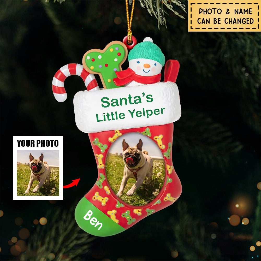 Christmas Santa's Little Dog Stocking Personalized Ornament Gift For Dog Lover