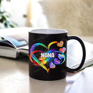 Personalized Grandma Mom Heart Rainbow Mug