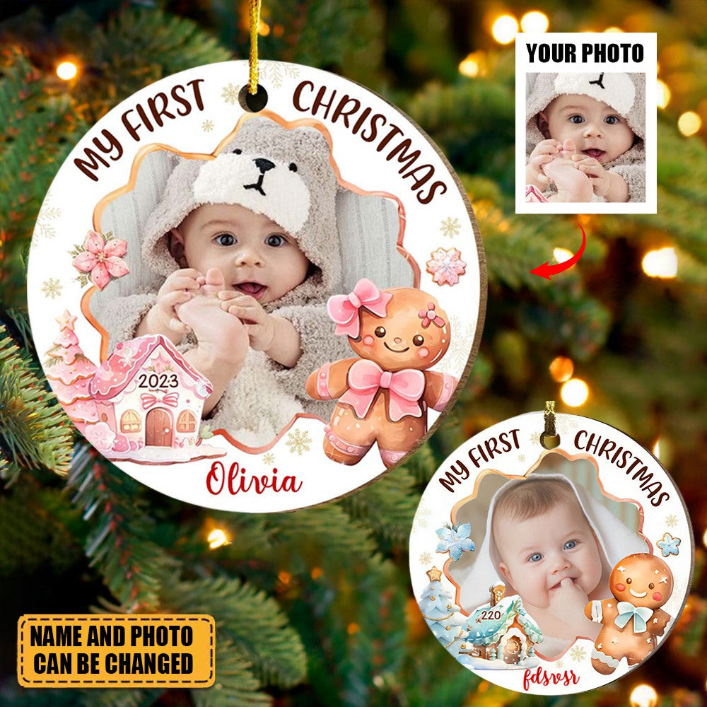 Gift For Baby First Upload Photo Circle Acrylic Ornament
