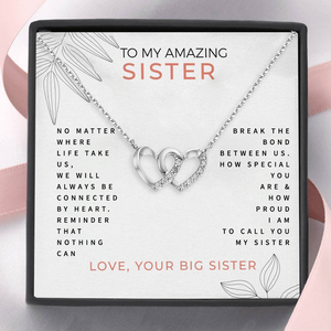 To My Sister-Heart&Heart Necklace