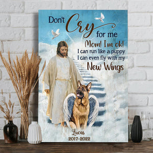 For Dog Lover. Angel wings, Walking with Jesus, Don't cry for me - Heaven Canvas Prints