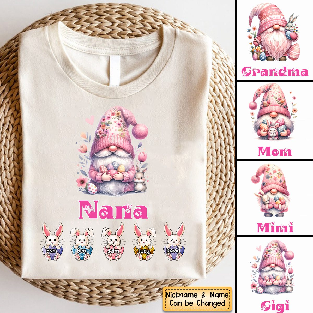 Personalized Little Bunnies Easter Day Pure Cotton T-Shirt