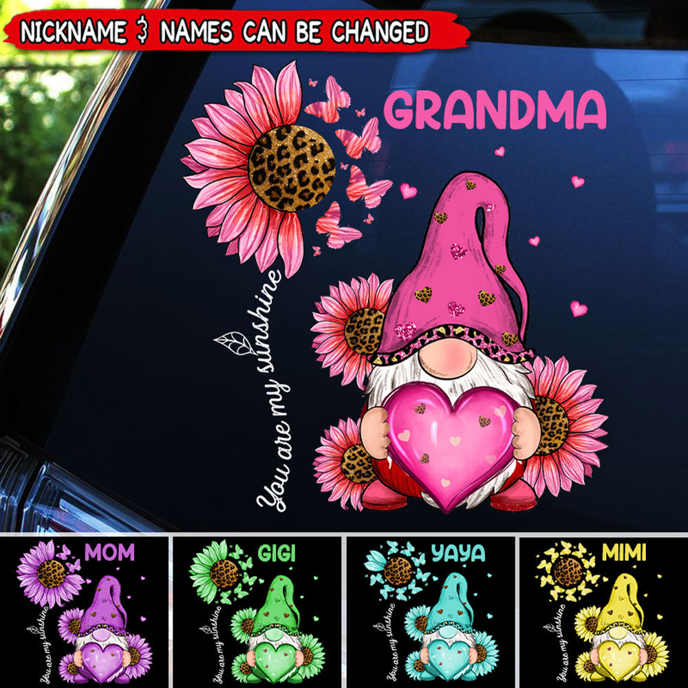 Unique Leopard Gnome Grandma Mom Butterfly Kids Personalized Decal