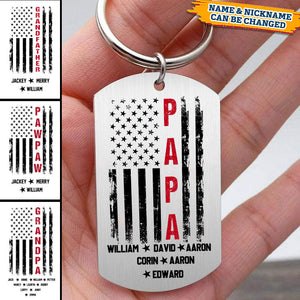 Personalized Papa And Kid Father's day Stainless Steel Keychain