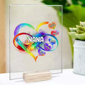 Personalized Grandma Mom Heart Rainbow Acrylic Plaque-Gift For Mom, Grandma