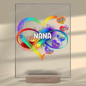 Personalized Grandma Mom Heart Rainbow Acrylic Plaque-Gift For Mom, Grandma
