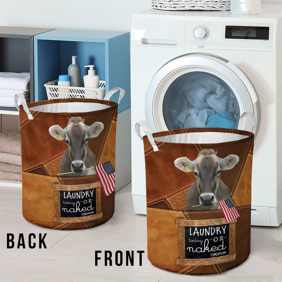 Light Brown Swiss-laundry today or naked tomorrow laundry basket