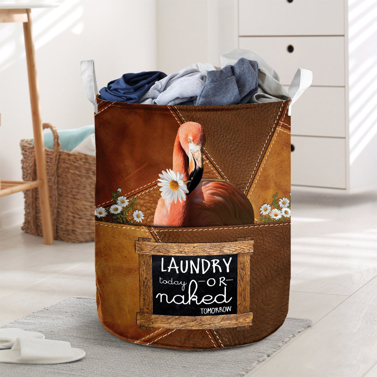 Flamingo-laundry today or naked tomorrow laundry basket