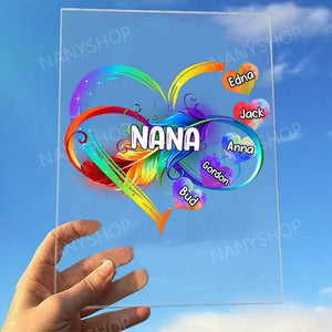 Personalized Grandma Mom Heart Rainbow Acrylic Plaque-Gift For Mom, Grandma