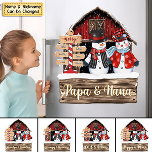 Personalized Red Barn Christmas Family Grandma Grandpa Snowman Sign Decal