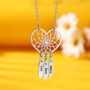 Personalized Dream Catcher Necklace With Birthstones Custom Name Necklace Gifts For Her