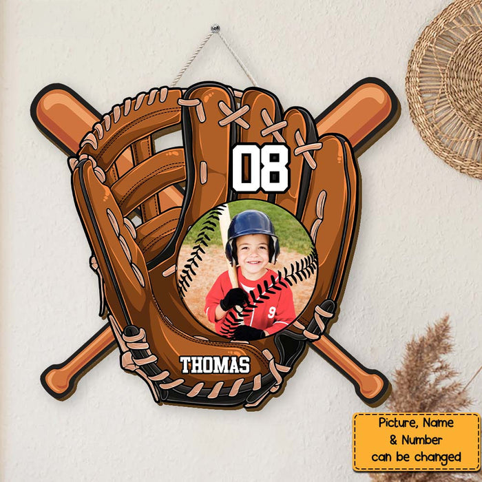 Gift For Grandson For Baseball Boy Upload Photo Wood Sign
