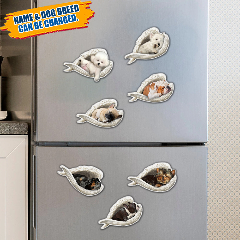 Personalized Dog Sleeping Angel Fridge Magnet