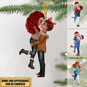Winter Christmas Couple Personalized Acrylic Ornament