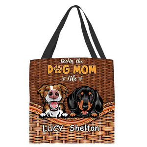 Living That Dog Mom Life - Gift For Dog Mom, Personalized Cloth Tote Bag