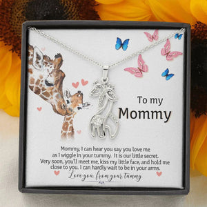 To My Mommy-I Love Your From Your Tummy Giraffe Necklace